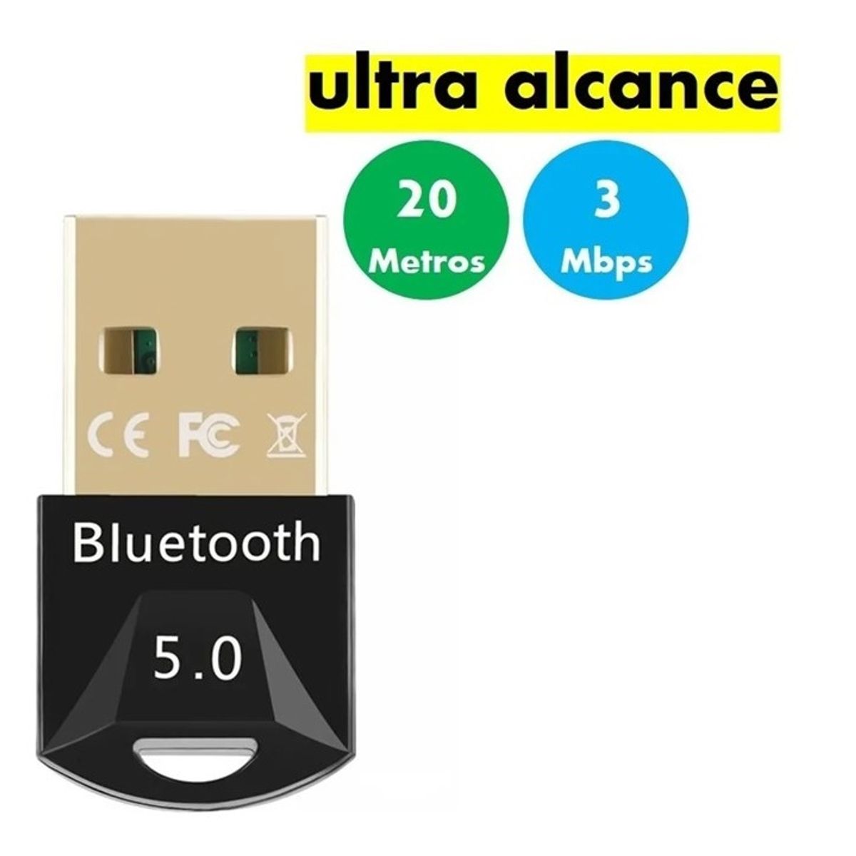 GENERICO - Adaptador Usb Bluetooth 5.0 Ultra Alcance / Notebook / Pc