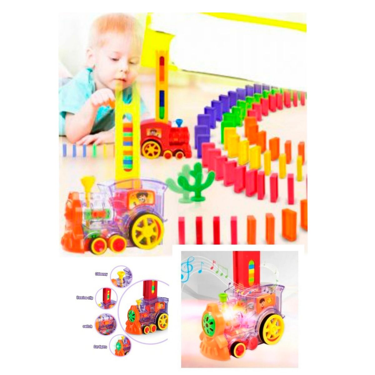 GENERICO - Tren Dominó Didáctico Luces Sonidos Niños