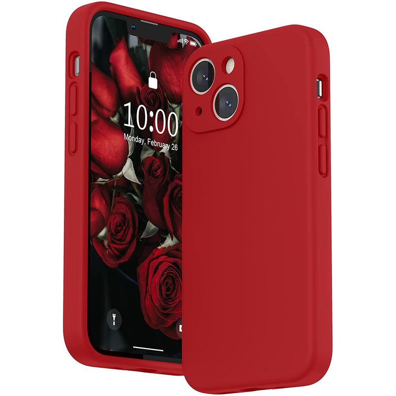 CELLBOX - Carcasa de Silicona con Protector de Cámara para iPhone 14 Plus - Roja