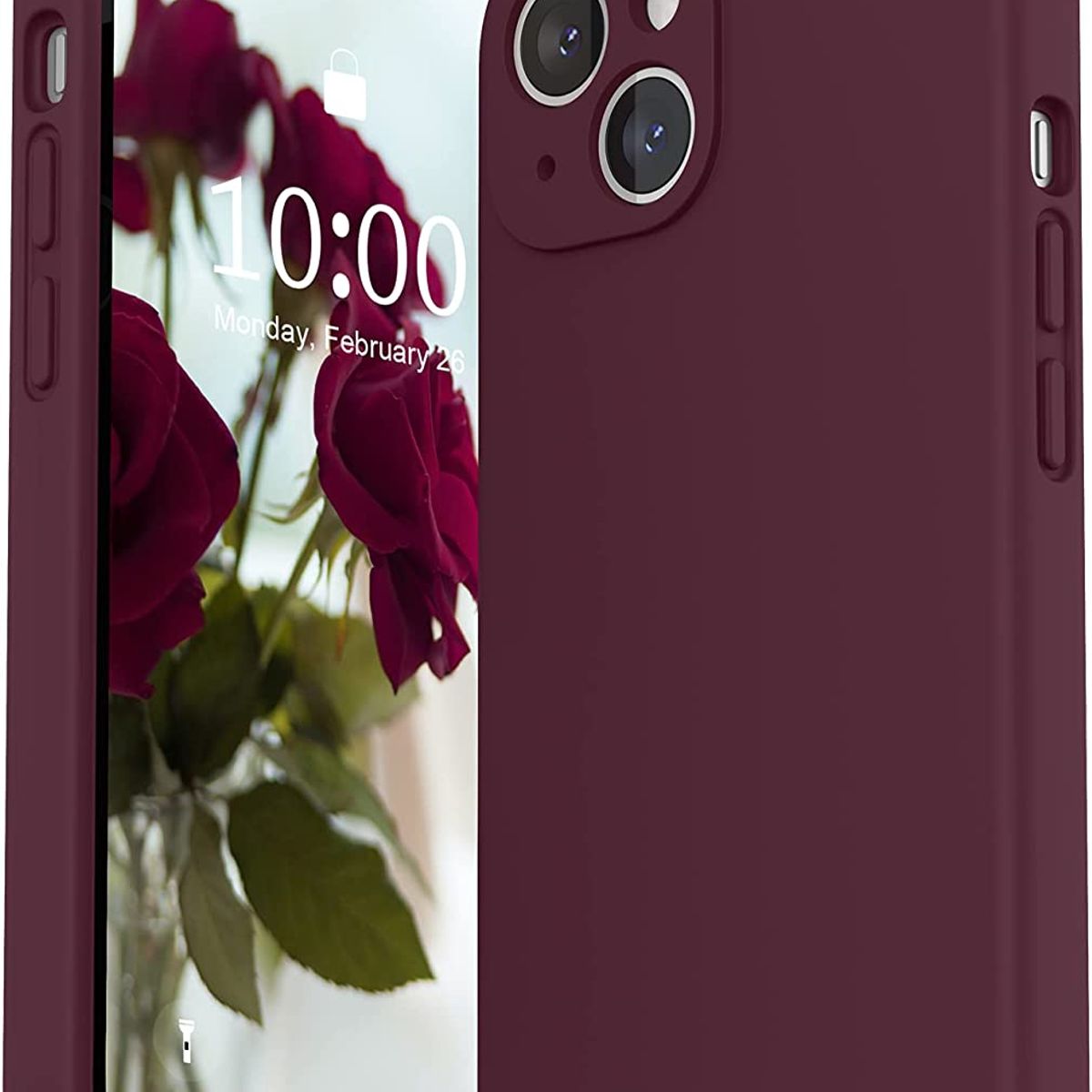 CELLBOX - Carcasa de Silicona con Protector de Cámara para iPhone 14 Plus - Vino