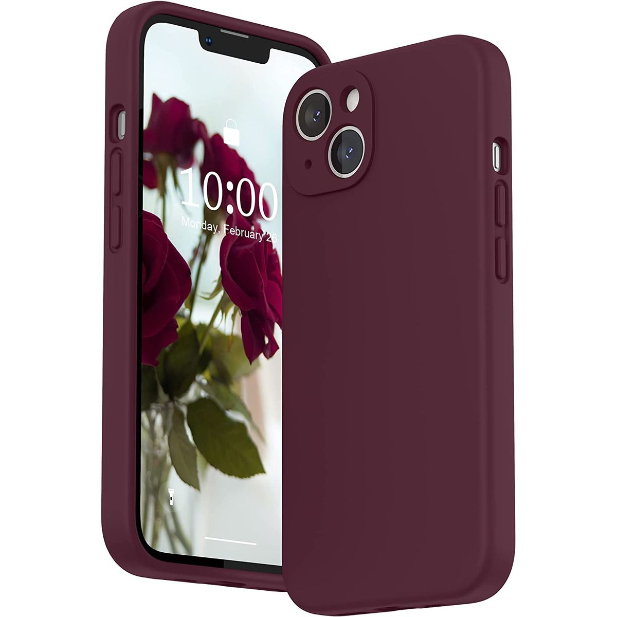 CELLBOX - Carcasa de Silicona con Protector de Cámara para iPhone 14 Plus - Vino
