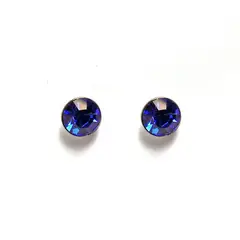 ANDREA COGGIOLA JOYAS - Aros Cristal Azul 5mm Plata Fina 925