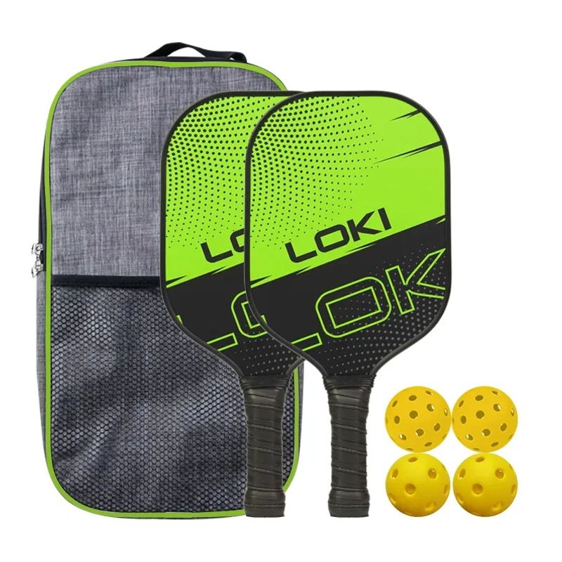 LOKI - Set 2 Paletas De Pickleball De Fibra De Grafito + 4 Pelotas