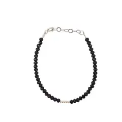 ML JOYAS - Pulsera de cristales negros con 5 bolitas de plata