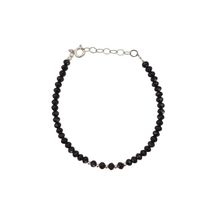 Pulsera cristales negro con bolitas de plata separadas