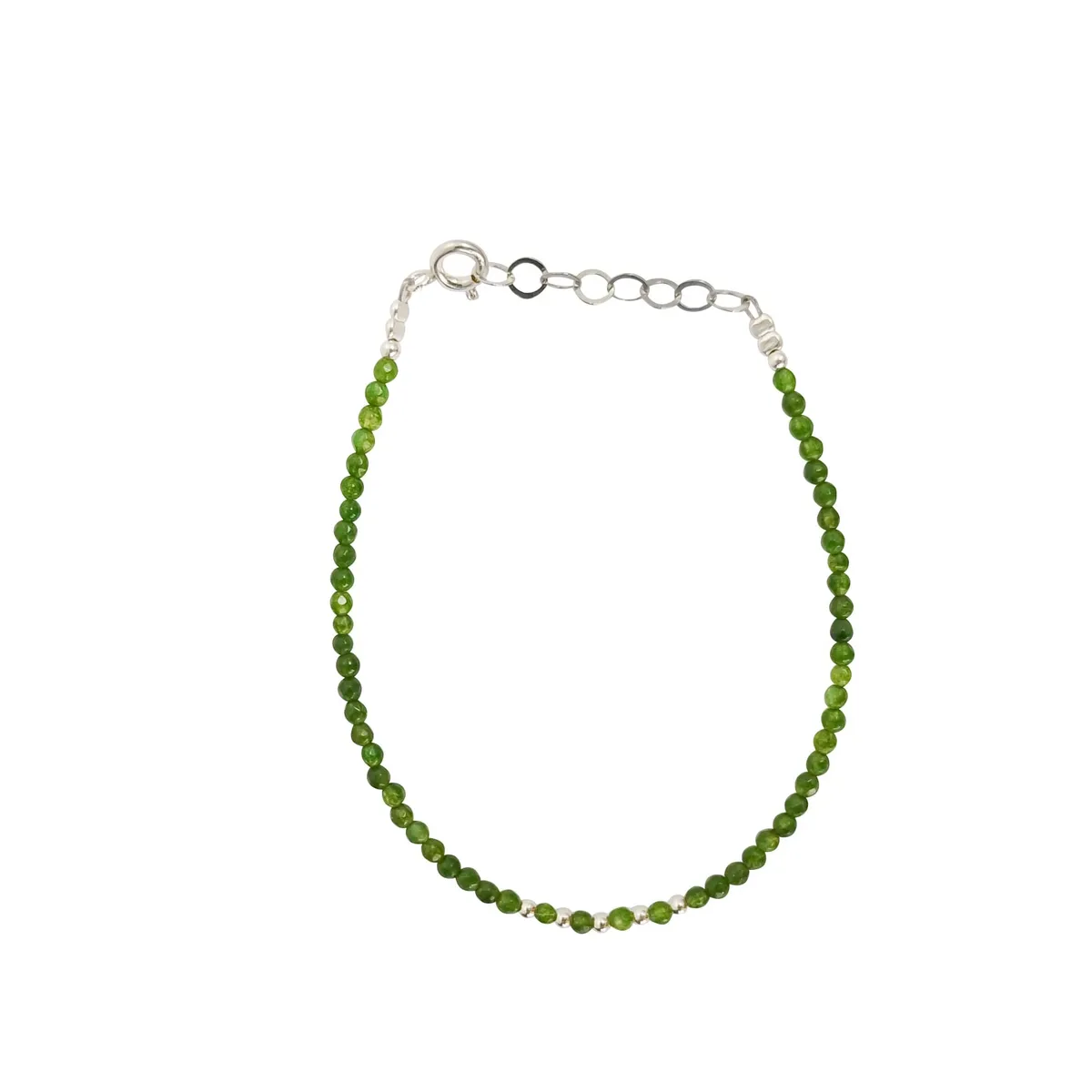 ML JOYAS - Pulsera agata verde con bolitas de plata