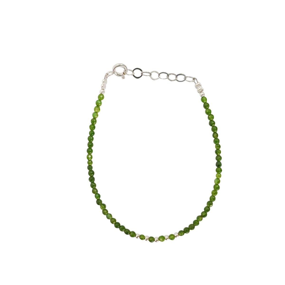 ML JOYAS - Pulsera agata verde con bolitas de plata