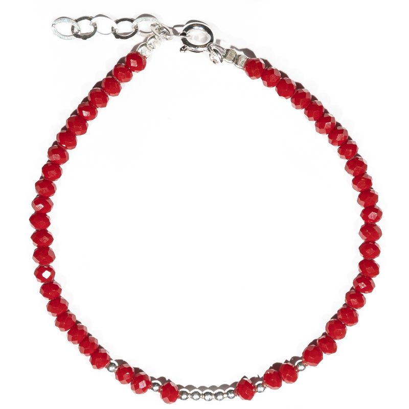 ML JOYAS - Pulsera mujer Cristales rojos 9 bolitas de plata