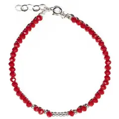 ML JOYAS - Pulsera mujer Cristales rojos 9 bolitas de plata