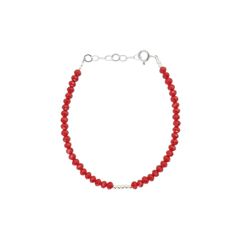 ML JOYAS - Pulsera mujer cristales rojos 5 bolitas de plata