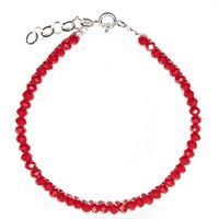 Pulsera mujer de cristales rojas con terminaciones de plata