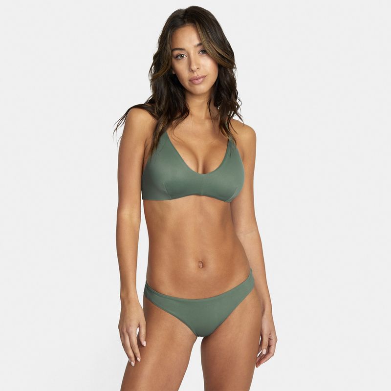 RVCA - Bikini Calzón Mujer Solid Cheeky Verde RVCA