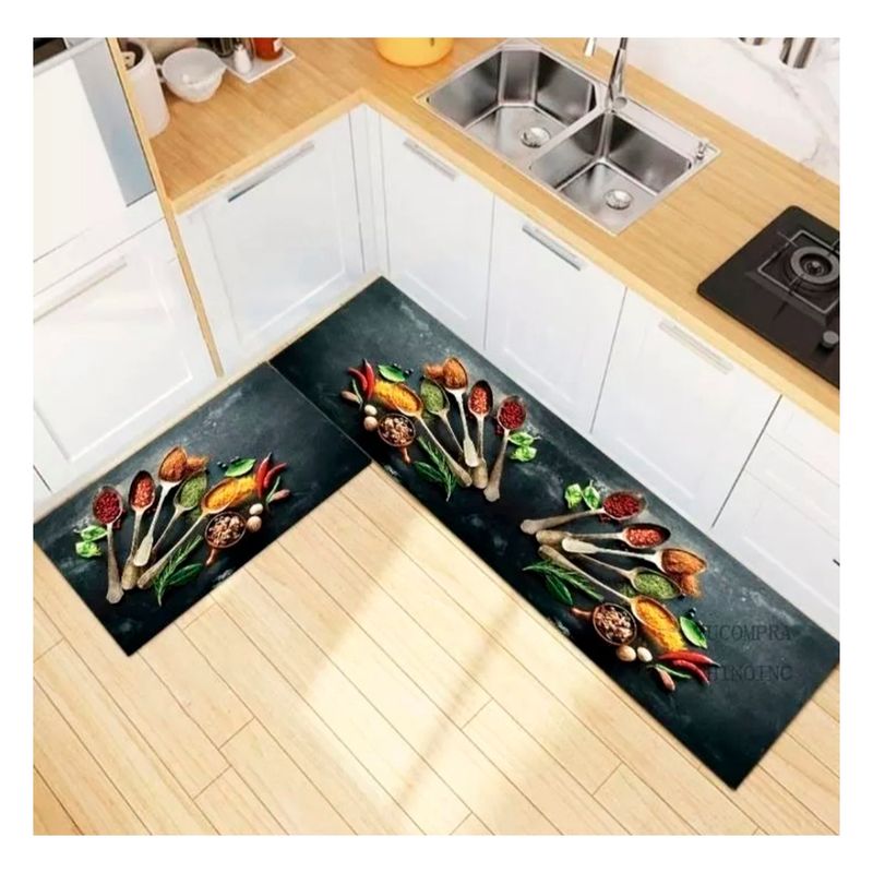 GENERICO - 2 Alfombras cocina baño antideslizante  de 40 cm x 60 cm / 40 cm x 120 cm