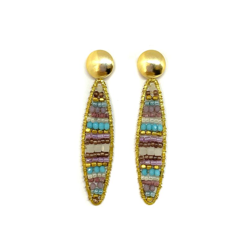 ANDREA COGGIOLA JOYAS - Aros Mostacilla Cristal Alambre Bronce Enchapado Oro 18K