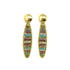 ANDREA COGGIOLA JOYAS - Aros Mostacilla Cristal Alambre Bronce Enchapado Oro 18K