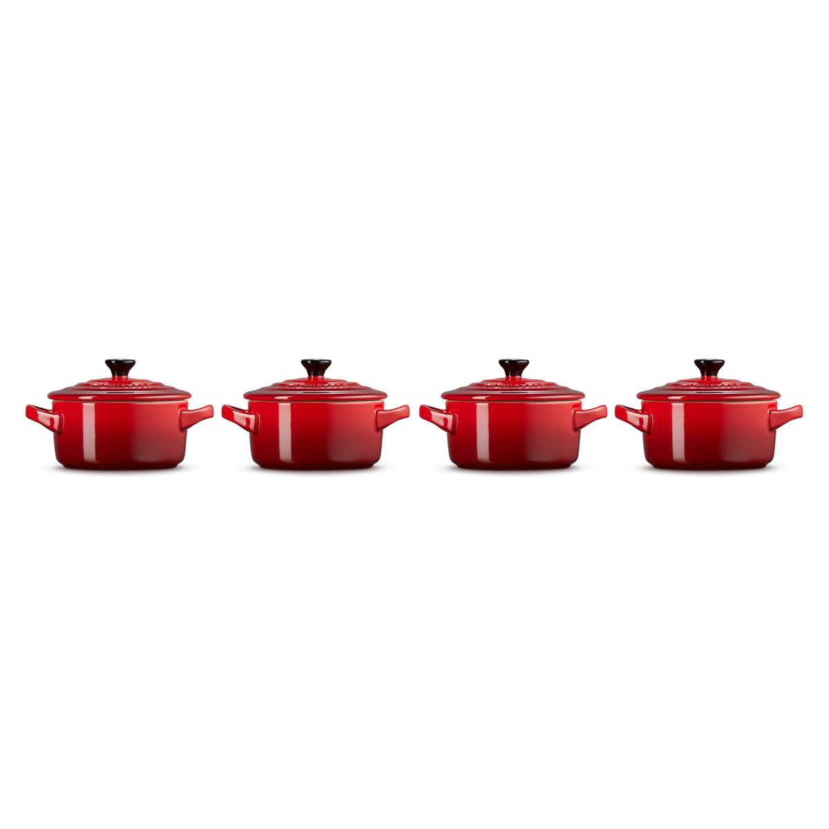 LE CREUSET - Le Creuset Set 4 Mini Cocotte Redondo 10cm Cereza Cerámica
