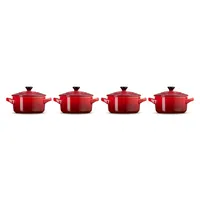 Set 4 Mini Cocotte Redondo 10cm Cereza Cerámica