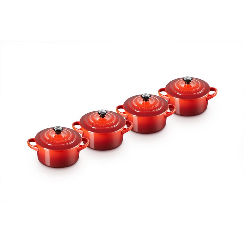 LE CREUSET - Conjunto Clÿsico 4 Mini 10cm Cocotte redondo Cereza