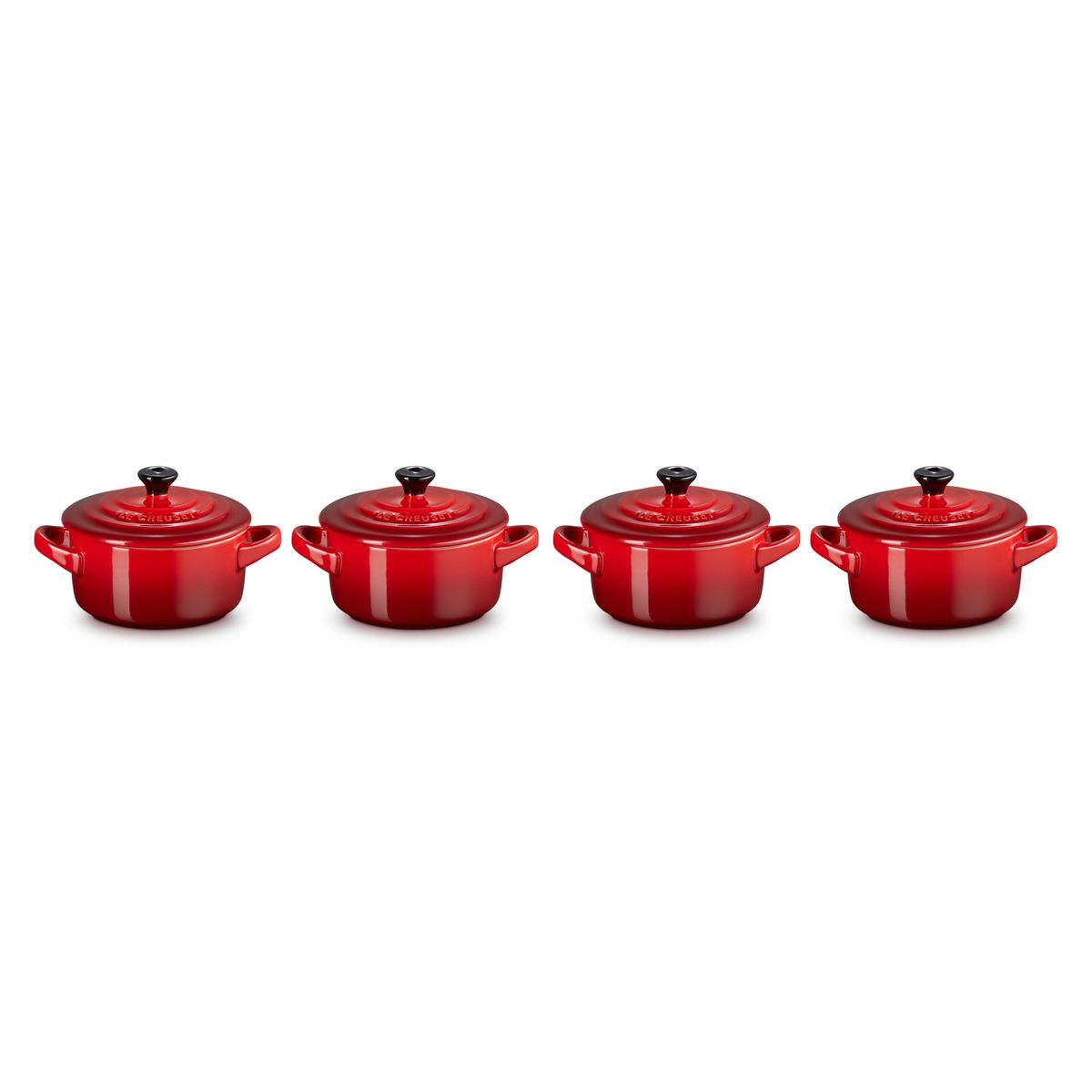 LE CREUSET - Le Creuset Set 4 Mini Cocotte Redondo 10cm Cereza Cerámica