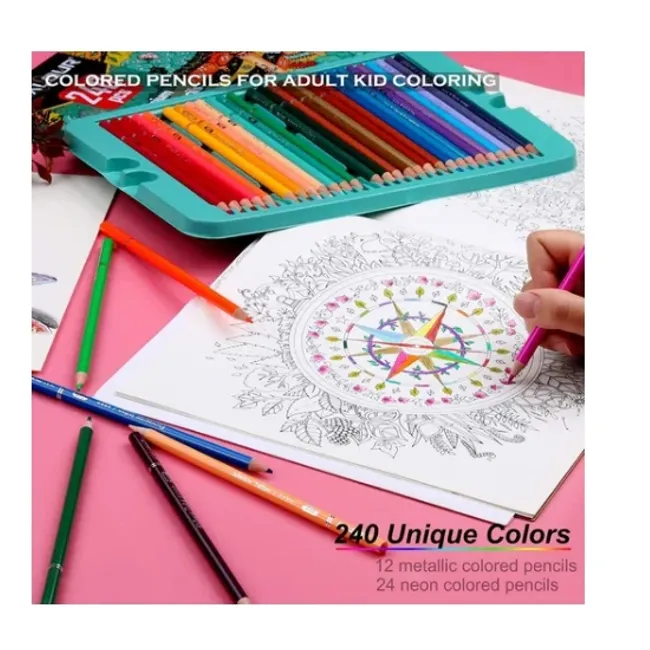 OFERTABKN - Set de 240 Lápices Color Profesional Dibujo Caja Metálica