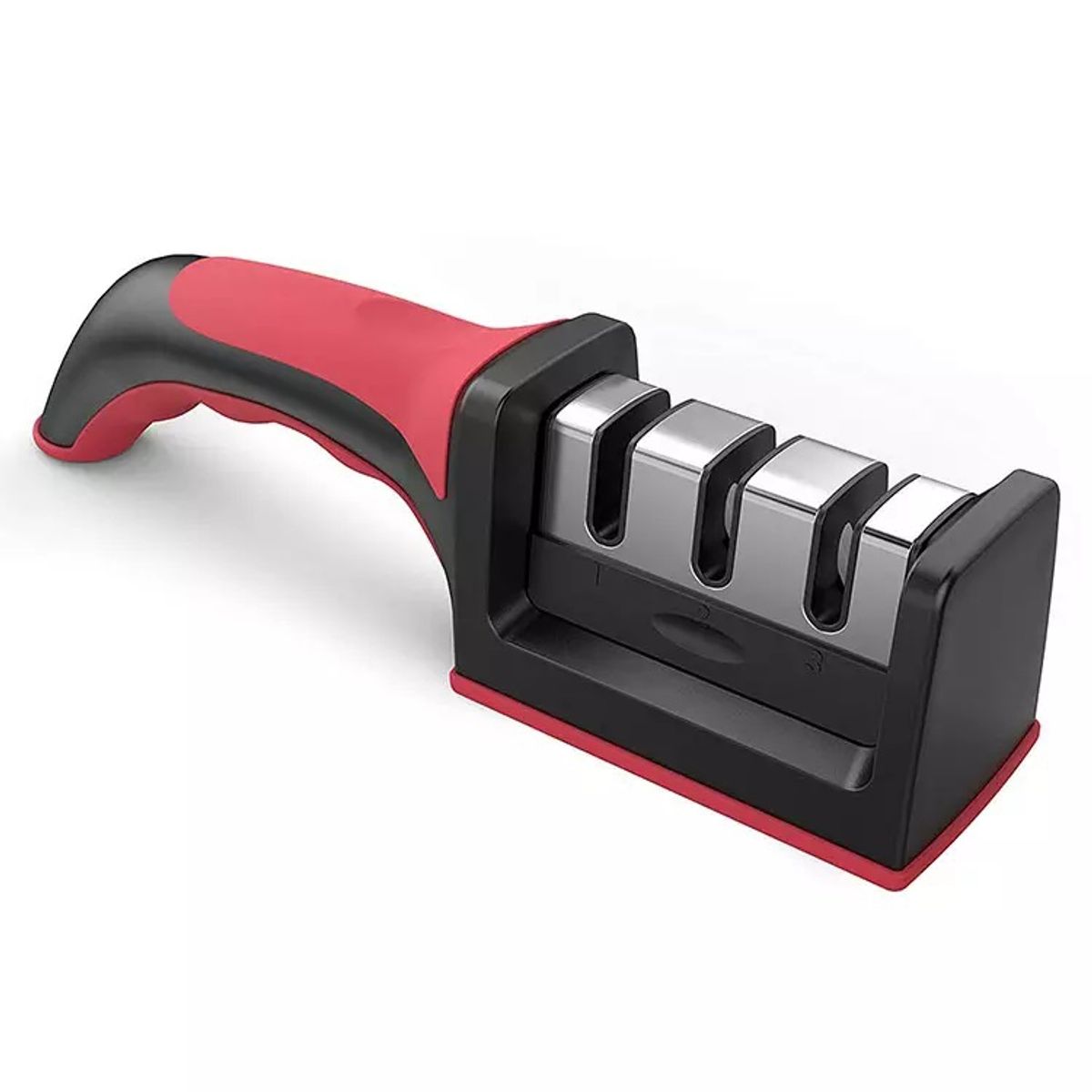 GENERICO - Afilador Cuchillo Tijera Cocina 3 Ranuras Acero Y Cerámica