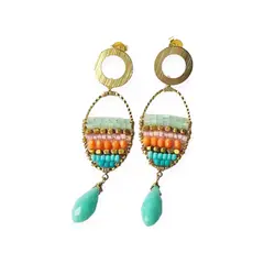 ANDREA COGGIOLA JOYAS - Aros Cristal Mostacilla Alambre Bronce-Enchapado Oro 18K