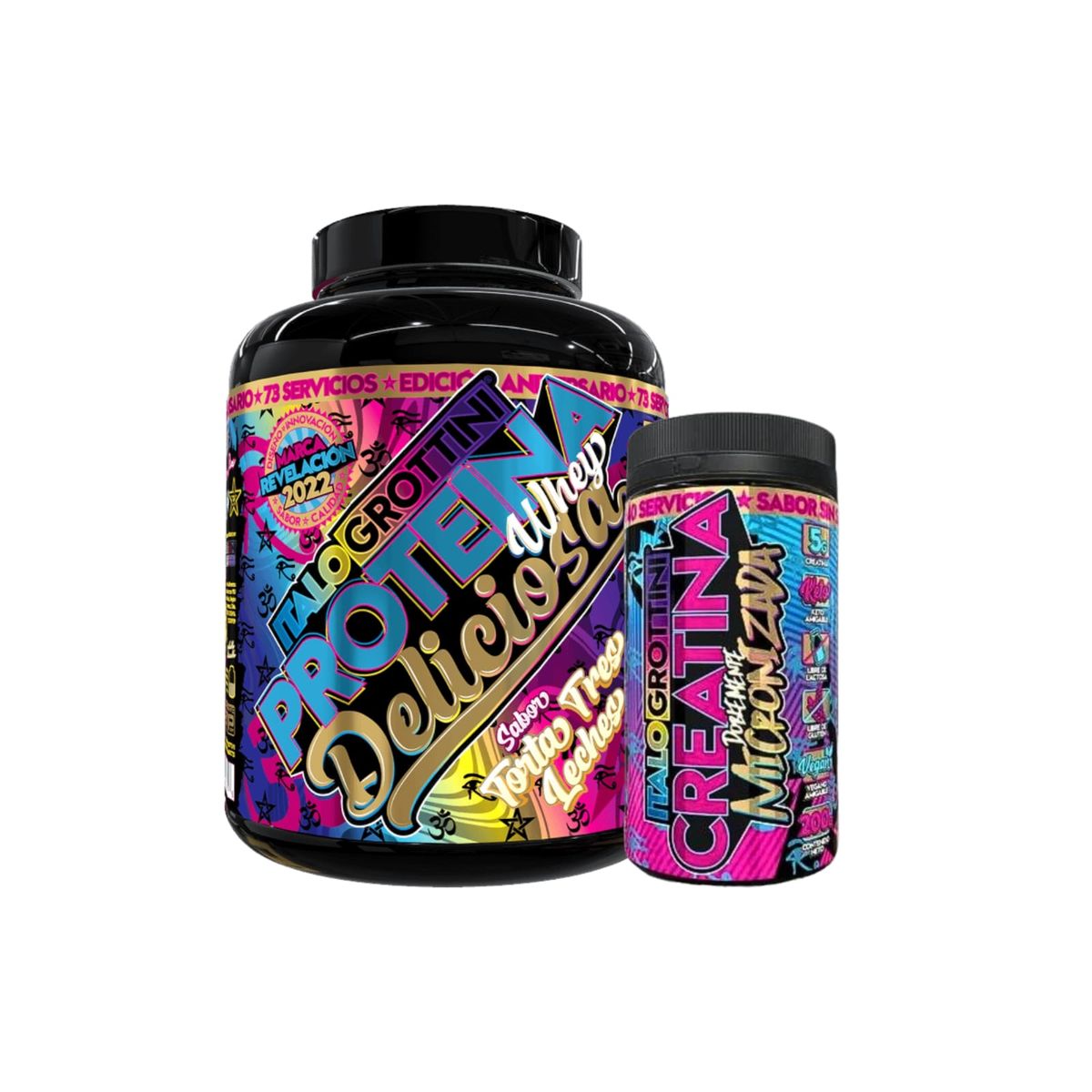 ITALO GROTTINI - PROTEINA WHEY DELICIOSA  CREME BRULEE  72 SV +CREATINA 40 SV SIN SABOR