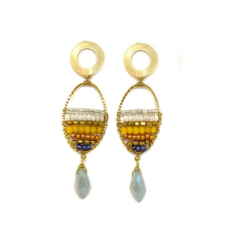 ANDREA COGGIOLA JOYAS - Aros Alambre Mostacilla Bronce Enchapado Oro 18K