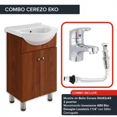 DUSCHY - COMBO MUEBLE DE BANO CEREZO 500X820X430 CON GRIFERIA Y DESAGUE