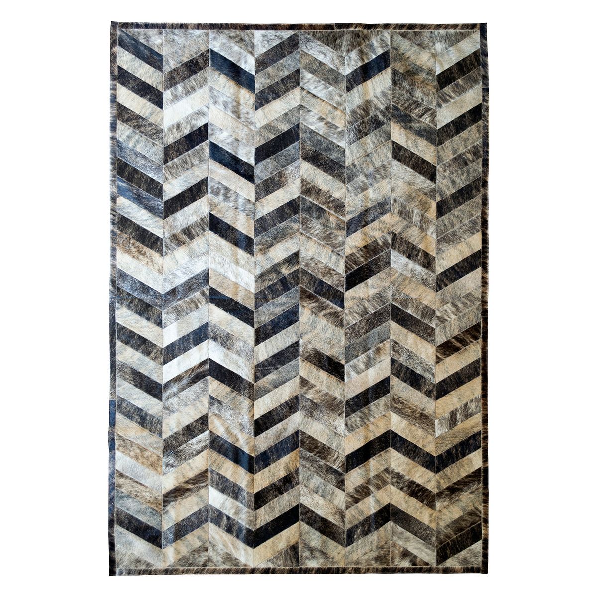 MOO HOGAR - Alfombra Cuero Natural  206X296 Cm Diseño Chevron