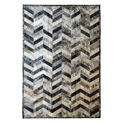 MOO HOGAR - Alfombra Cuero Natural 206X296 Cm Diseño Chevron