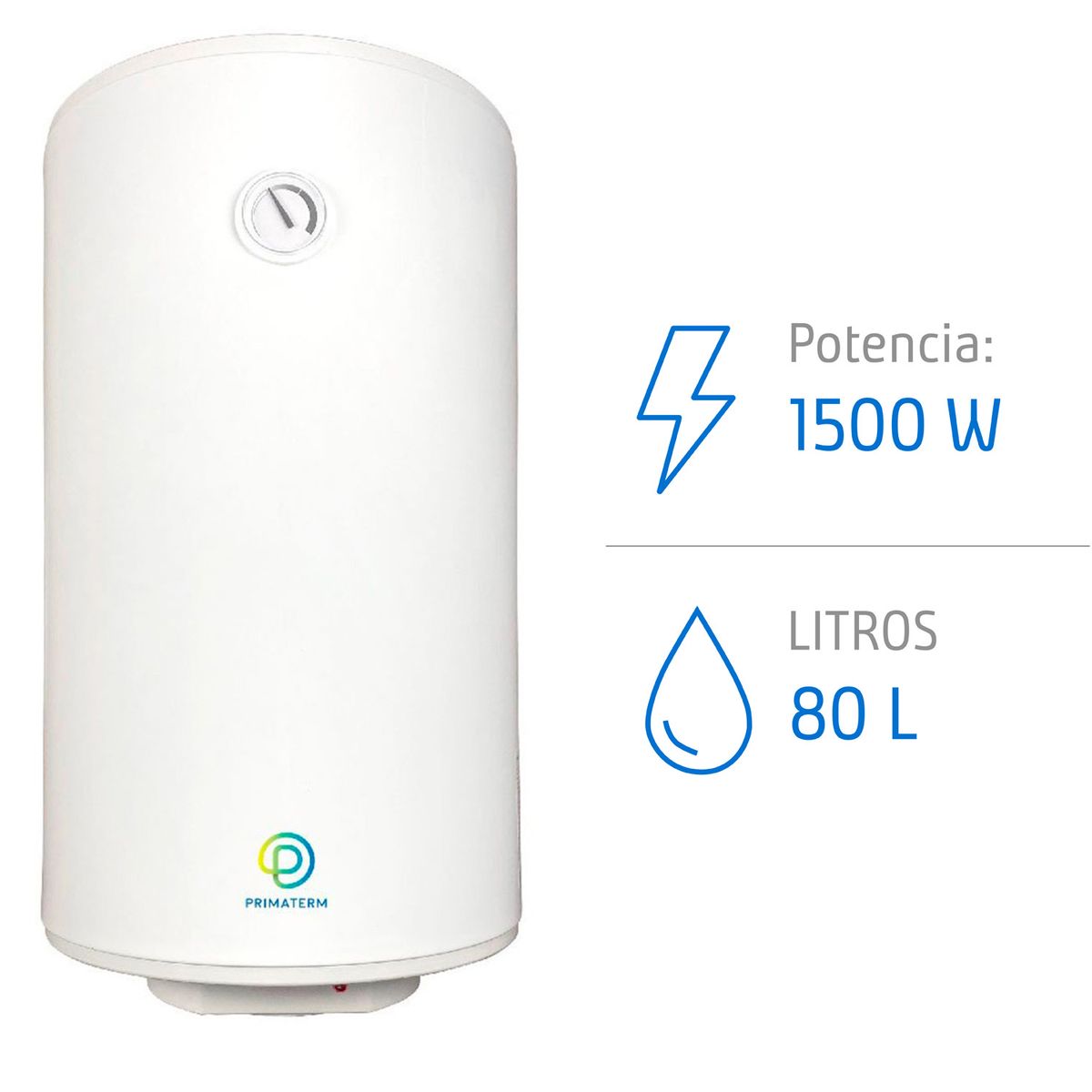 PRIMATERM - Termo Eléctrico 80 Litros 1500w 70°c PRIMATERM
