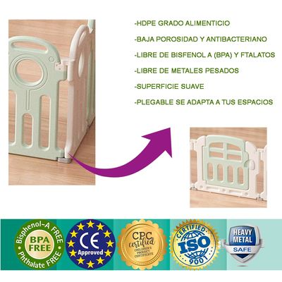 Imagen 2 del producto CORRAL BEBE FULL PLEGABLE 206X140X60 - VERDE AGUA