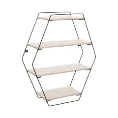 METALTRU - Repisas Moderna Hexagonal 50x60x16 cm Crema
