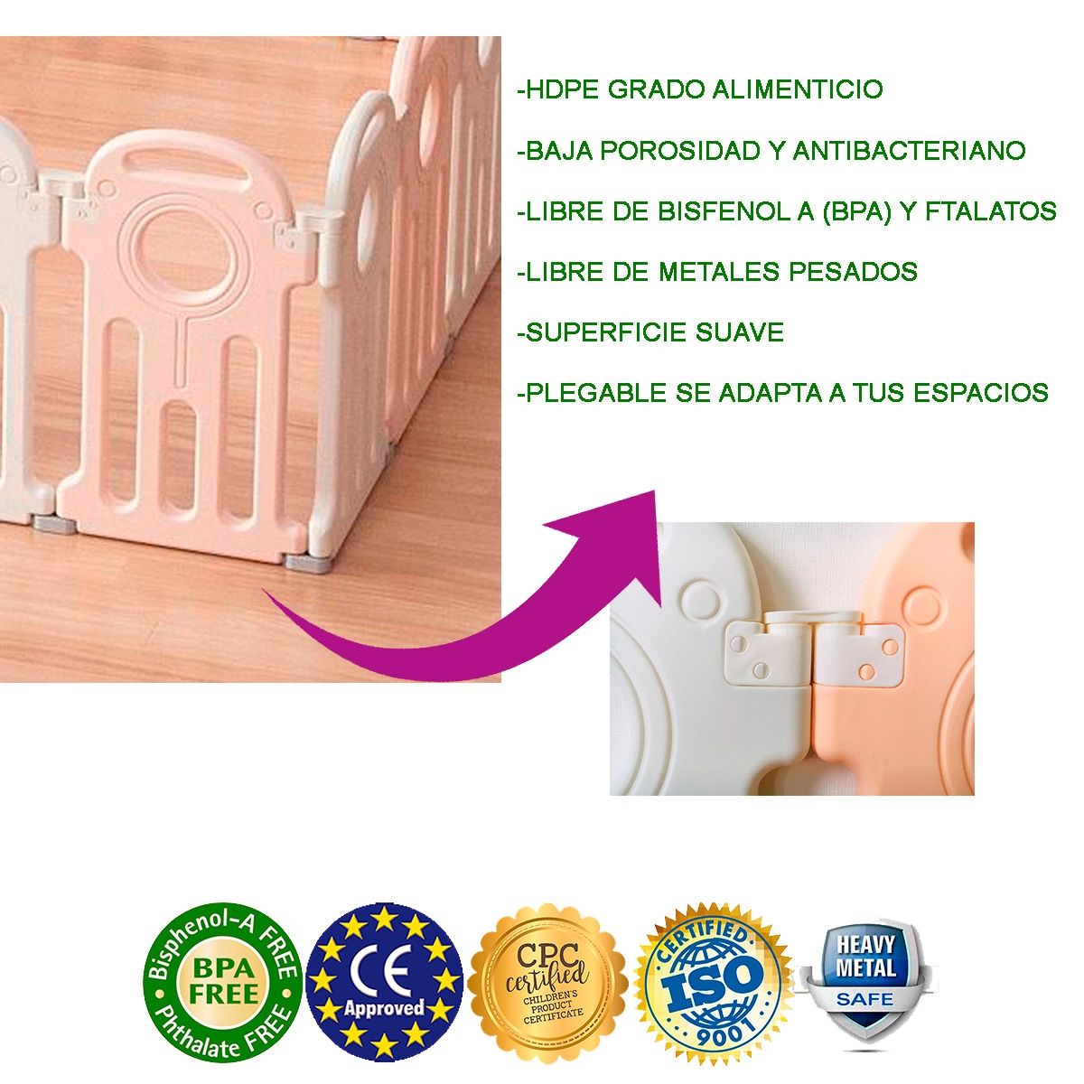 LZ PLAY - CORRAL BEBE FULL PLEGABLE LZ PLAY 174X170X60 - ROSADO