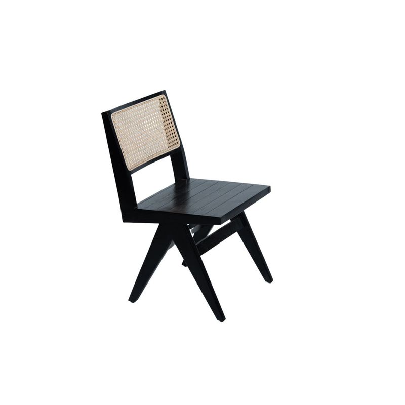 NECTAR - Silla de teca Aurora natural con respaldo de rattan 82x46x48 cm