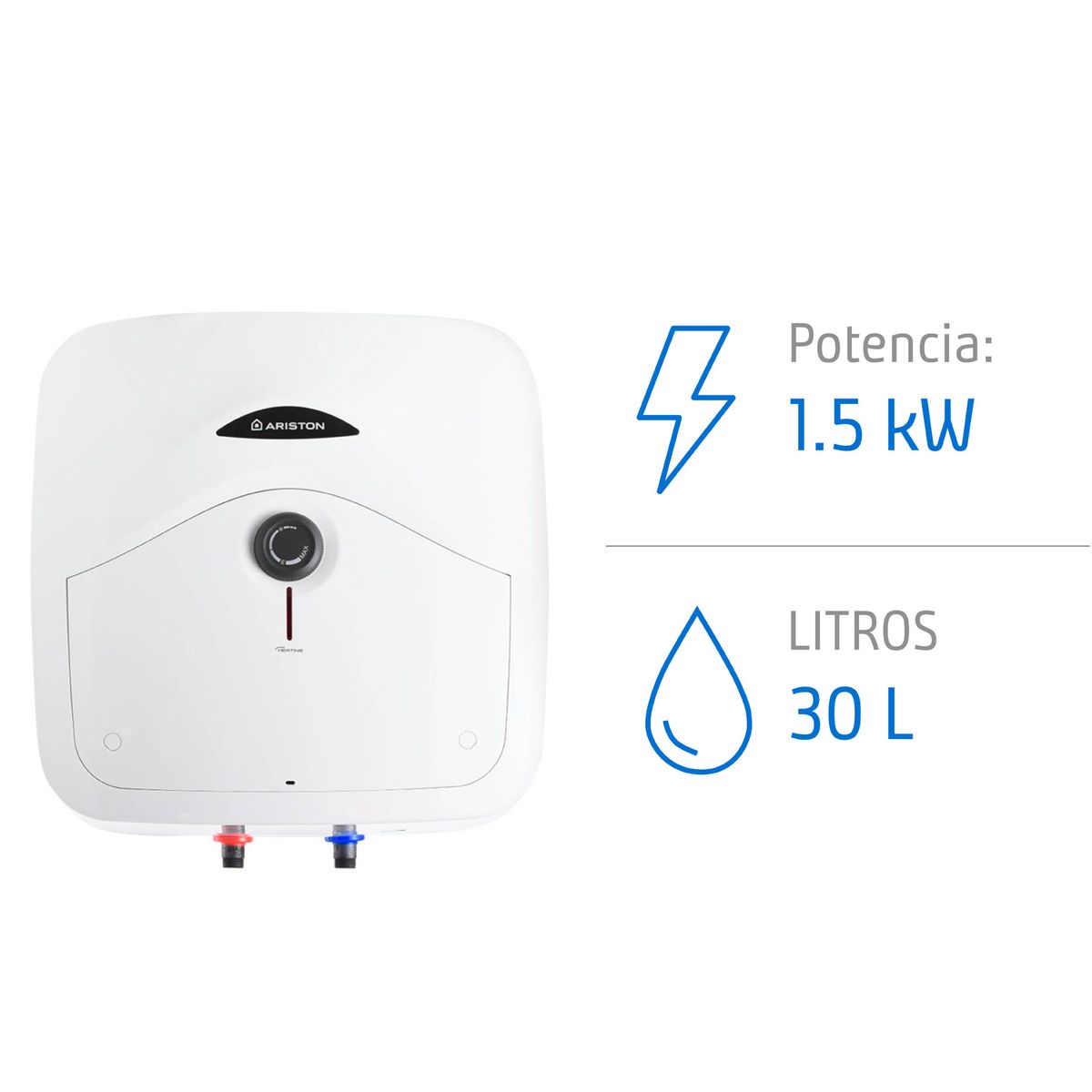 ARISTON - Termo Eléctrico Andris 30 Litros Italiano 1,5Kw 80°c ARISTON