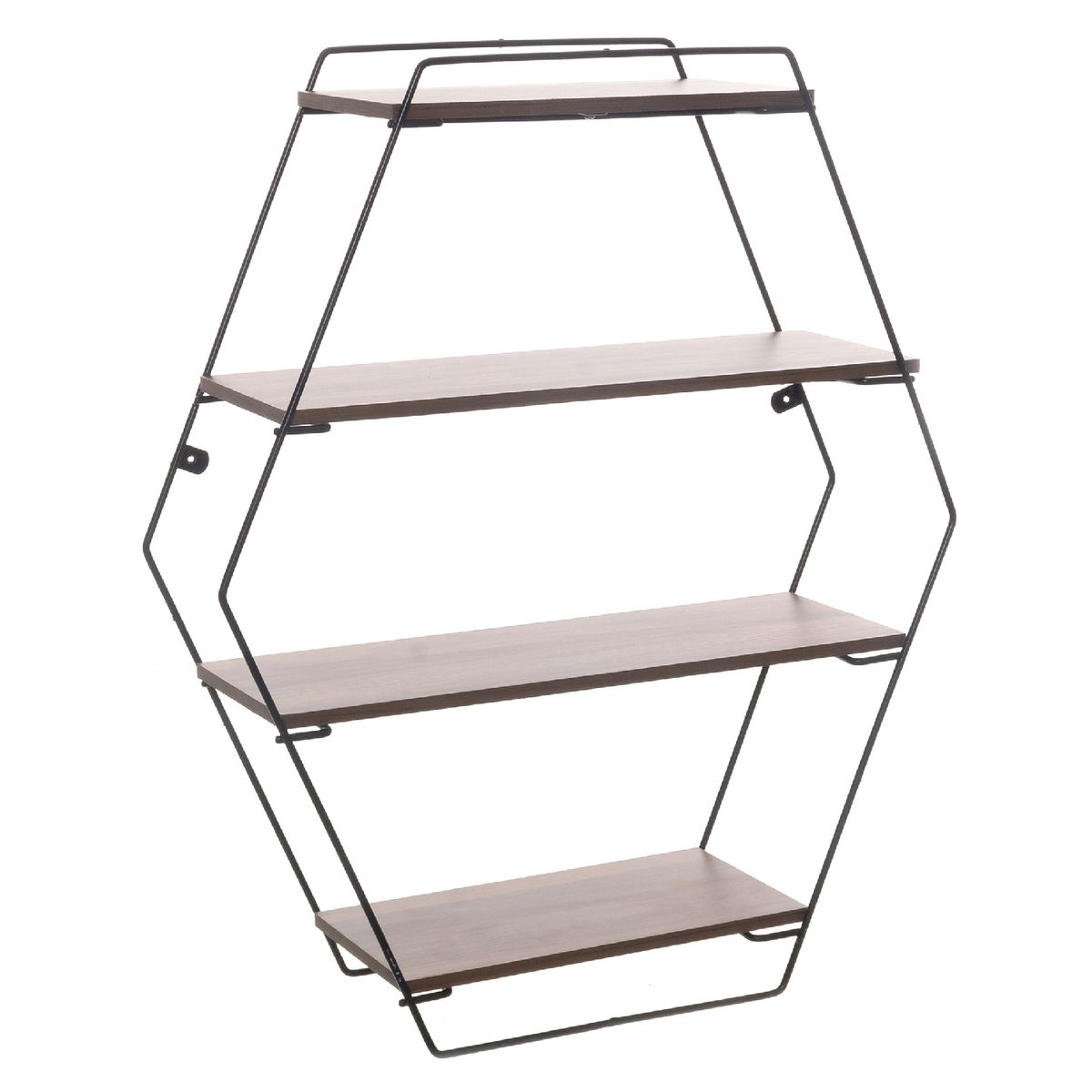METALTRU - Repisas Moderna Hexagonal 50x60x16 cm Castaño