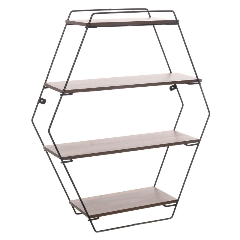 METALTRU - Repisas Moderna Hexagonal 50x60x16 cm Castaño
