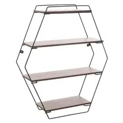 METALTRU - Repisas Moderna Hexagonal 50x60x16 cm Castaño
