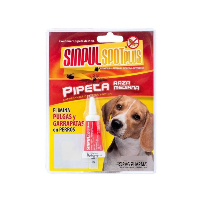 DRAG PHARMA - Pipeta AntiGarrapatas Sinpul Spot Plus Raza Mediana 5 A 15kg