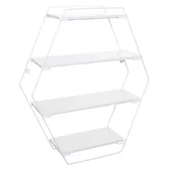 METALTRU - Repisas Moderna Hexagonal 50x60x16 cm Blanco