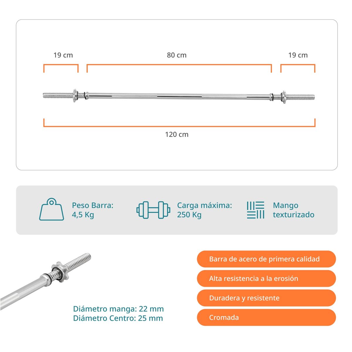 BODYTRAINER - Barra Preolimpica Bodytrainer 1.2M