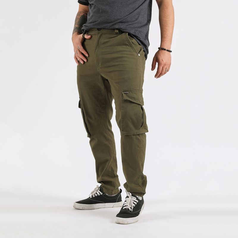 GANGSTER - Pantalon Jogger Canvas Tradicional Verde Gangster