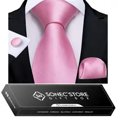 SONEC - Corbata Seda Hombre en caja regalo con paño y colleras a elección