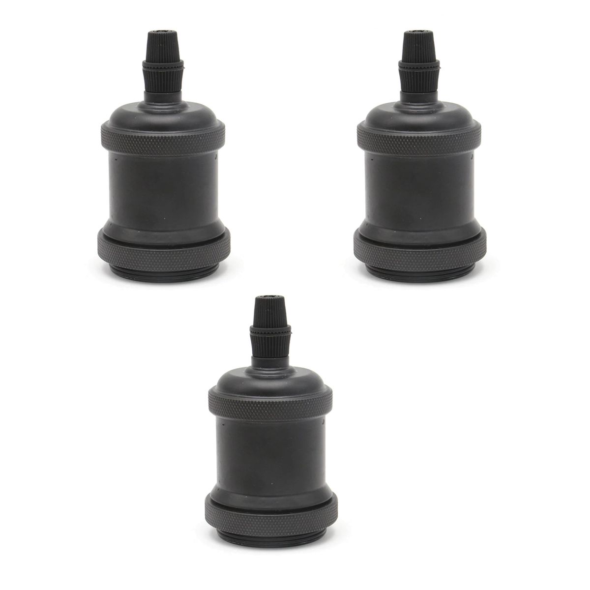 WANT - Pack 3 Soquetes E-27 Retro Negro Vintage