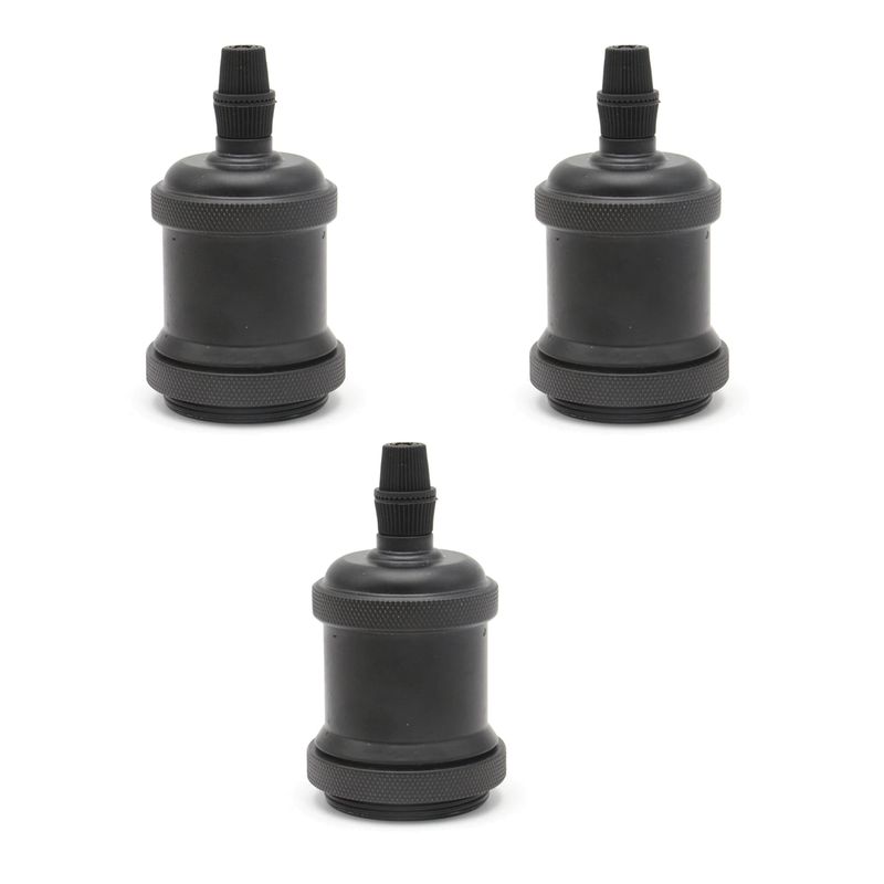 HB LEDS - Pack 3 Soquetes E-27 Retro Negro Vintage