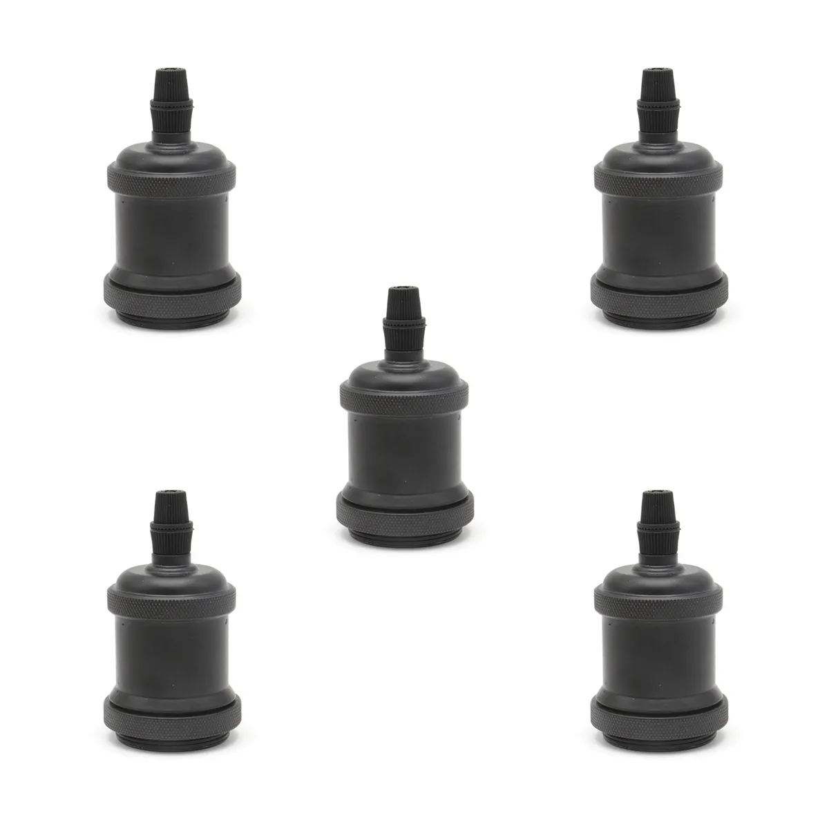 WANT - Pack 5 Soquetes E-27 Retro Negro Vintage