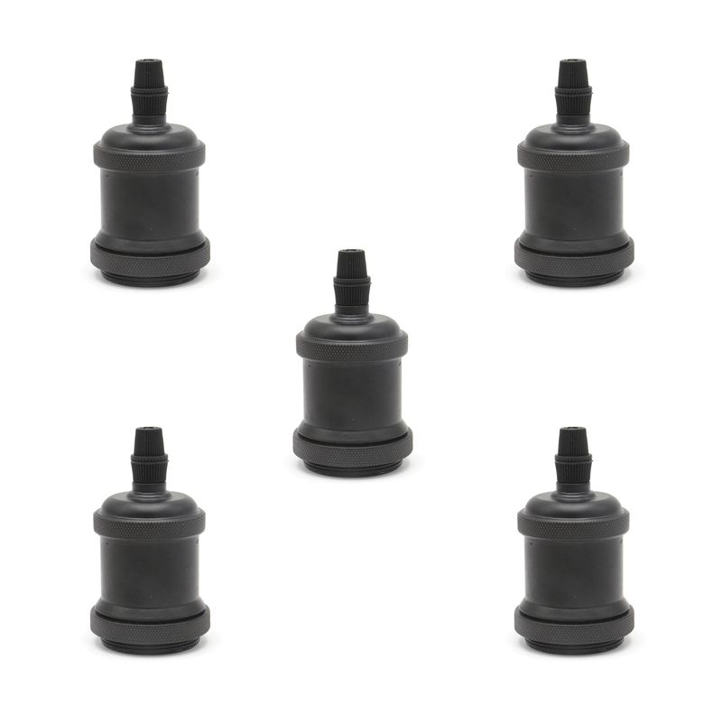 HB LEDS - Pack 5 Soquetes E-27 Retro Negro Vintage