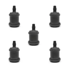 HB LEDS - Pack 5 Soquetes E-27 Retro Negro Vintage